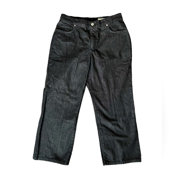 Land’s End NWT women’s black wash wide leg denim size 8P - Picture 1 of 9